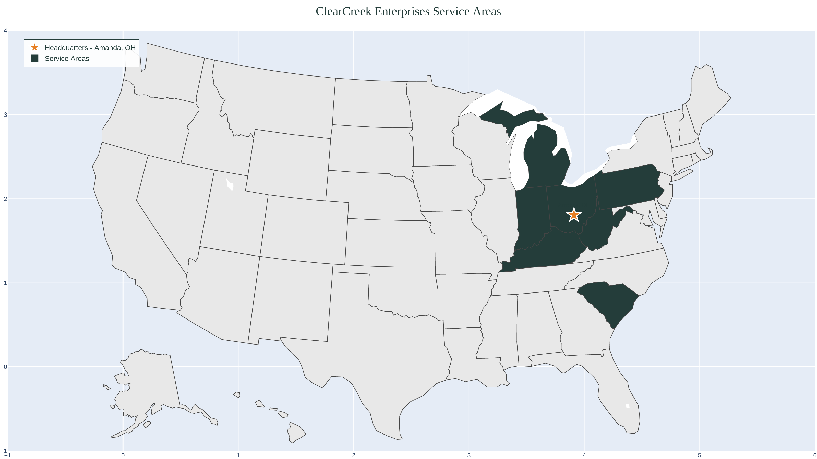 ClearCreek Enterprises Service Area Map